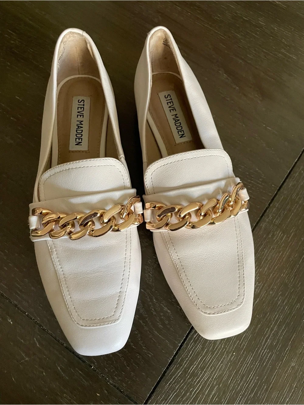 Steve Madden | Shoes | Steve Madden Cream Gold Chained Loafers | Poshmark